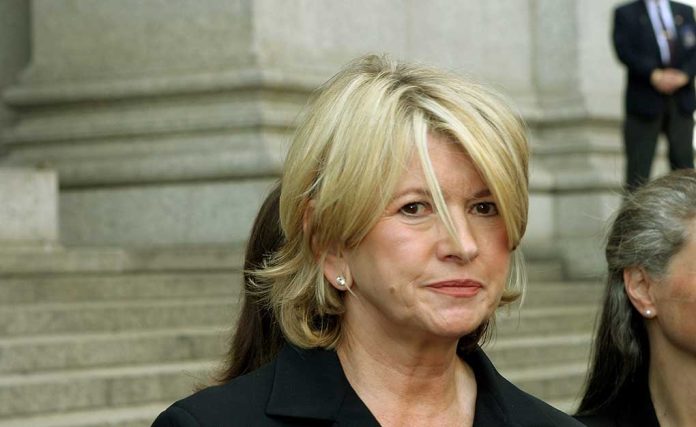 160850432 featured image Martha Stewart in front of a column