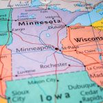 Map highlighting Minnesota, North Dakota, South Dakota, Wisconsin.