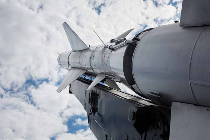 500870173 featured image Sky surface-to-air missile rocket tilting upwards.