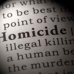 Magnified text showing definition of "homicide".