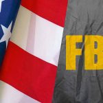 American flag and FBI logo.