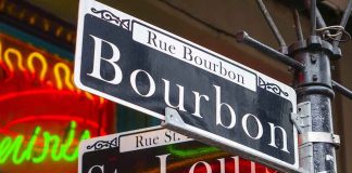 signs for Bourbon and St Louis streets in New Orleans.
