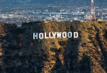 The Hollywood sign on a hillside