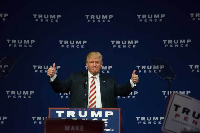 Man giving thumbs up at a Trump Pence rally