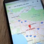 Map of Los Angeles on a smartphone screen