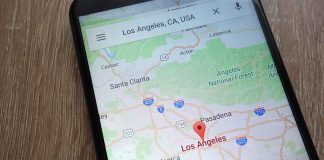 Map of Los Angeles on a smartphone screen