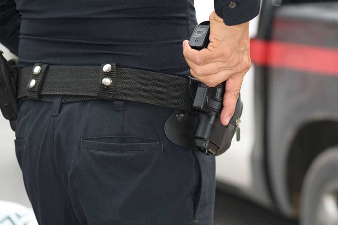 305805866 featured image Person holding a gun in a holster