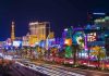 Las Vegas Strip at night with bright neon lights