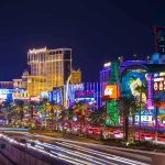 Las Vegas Strip at night with bright neon lights