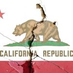 Cracked California Republic flag on a wall