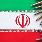 Iranian flag with bullets on top corner