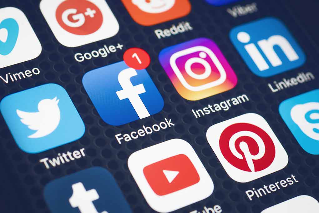 Social media app icons displayed on a smartphone screen.