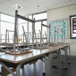 NEA Purge Sparks Outrage—ADL Axed Overnight Empty classroom with chairs on top of desks