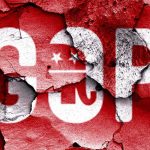 Buchanan Medal Gambit SHATTERS GOP Unity Cracked wall featuring the GOP logo in red and white