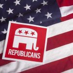 Tragedy Slams GOP Candidate – HEARTRBREAK! Republican symbol on American flag background.