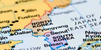 Map showing North and South Korea, Japan, and China.