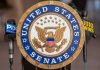 Senator DEMANDS Investigation – Scandal Rips Through Senate! Sign displaying United States Senate in a government building