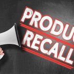 Nationwide RECALL – Discard Product Immediately! Person holding megaphone, Product Recall text.