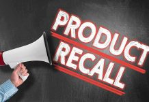 URGENT Recall Announcement—Every Pantry at Risk! Person holding megaphone, Product Recall text.