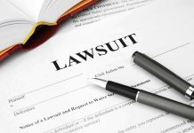 Trump’s $5 Billion Bomb Triggers Mass Exodus Legal document titled Lawsuit with pen and book.