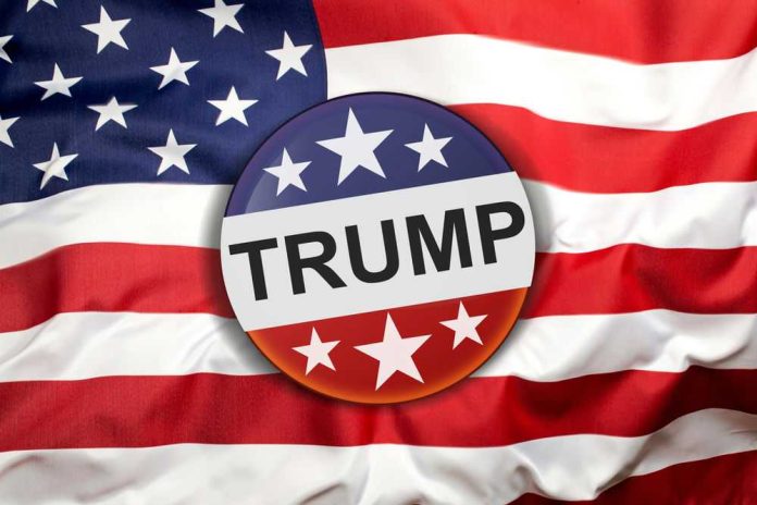 1663496299 Button with Trump on American flag.