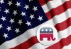 American flag with Republican elephant symbol.