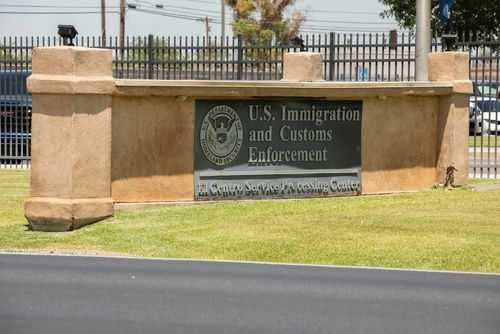 2302285141 Sign for U.S. Immigration and Customs Enforcement building.