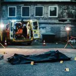 Street Fight Explodes — Child Down crime scene with body bag in alley
