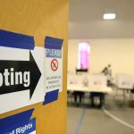 Election Rules Chaos Exposed—On Live TV Voting sign on door leading to polling place