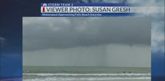 Calm Afternoon, Sudden Tornado Twist Waterspout becomes brief tornado on Folly Beach