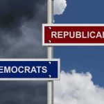 Crime And Taxes Flip A Big-City Mayor to Republican Party Directional signs for two political parties on a pole