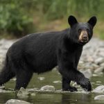 Lake Terror: Two Rabid Beavers, Two Victims black bear walking through a shallow rocky stream