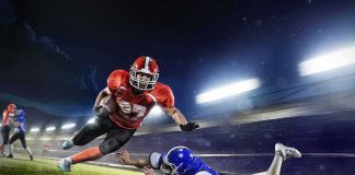 Receipts Drop – Coach Torches Quitting Claim American football running back evades a tackle at night
