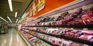 Refrigerators Hacked – Food Dumped Nationwide Grocery store meat aisle stocked with packaged beef and poultry