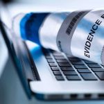 Evidence bag on a laptop keyboard